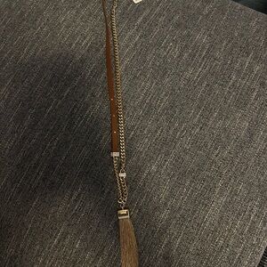 Brown and Gold Chain Belt with Tassel